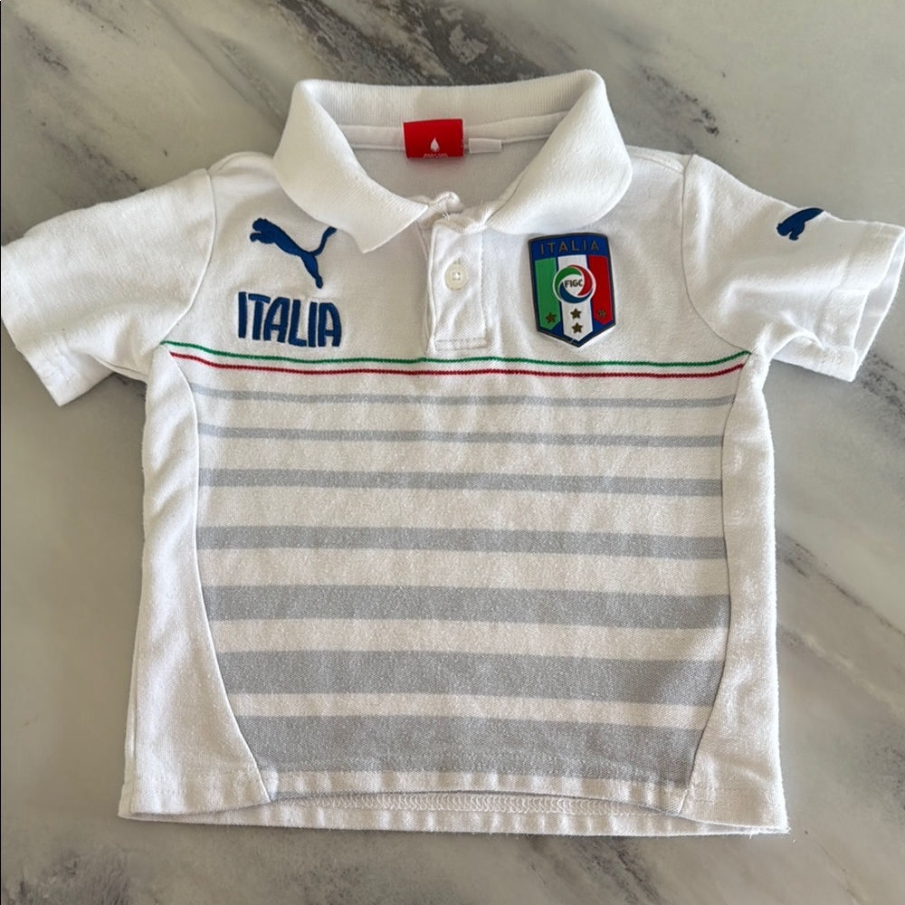 PUMA ITALIA White and Gray Polo Shirt